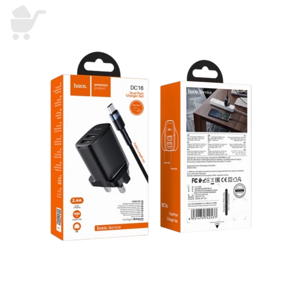 Dual Port Charger Set - DC16 - UK - Type-C