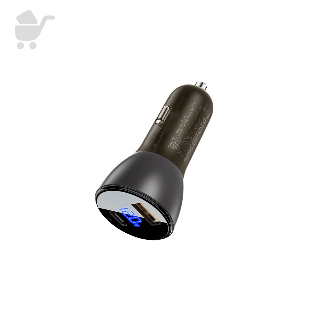 Car Charger Metal Digital Display 63W (USB-A+USB-C) - B6