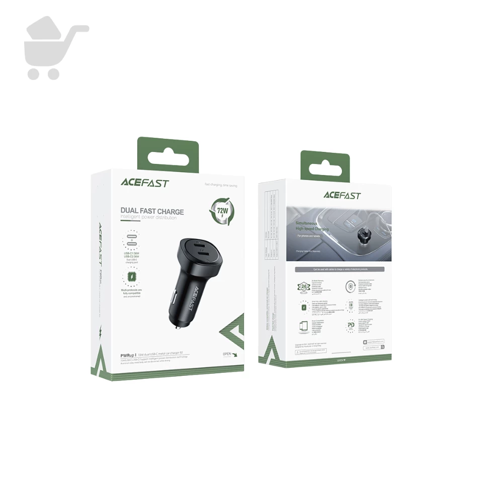 Car Charger Dual USB-C metal - B2 (72W)