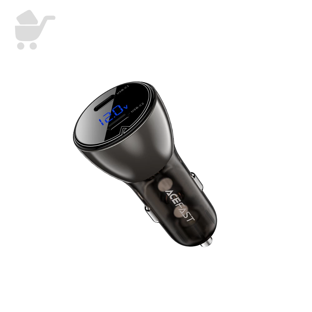 Car Charger Metal  With Digital Display 60W (USB-C + USB-C) - B10