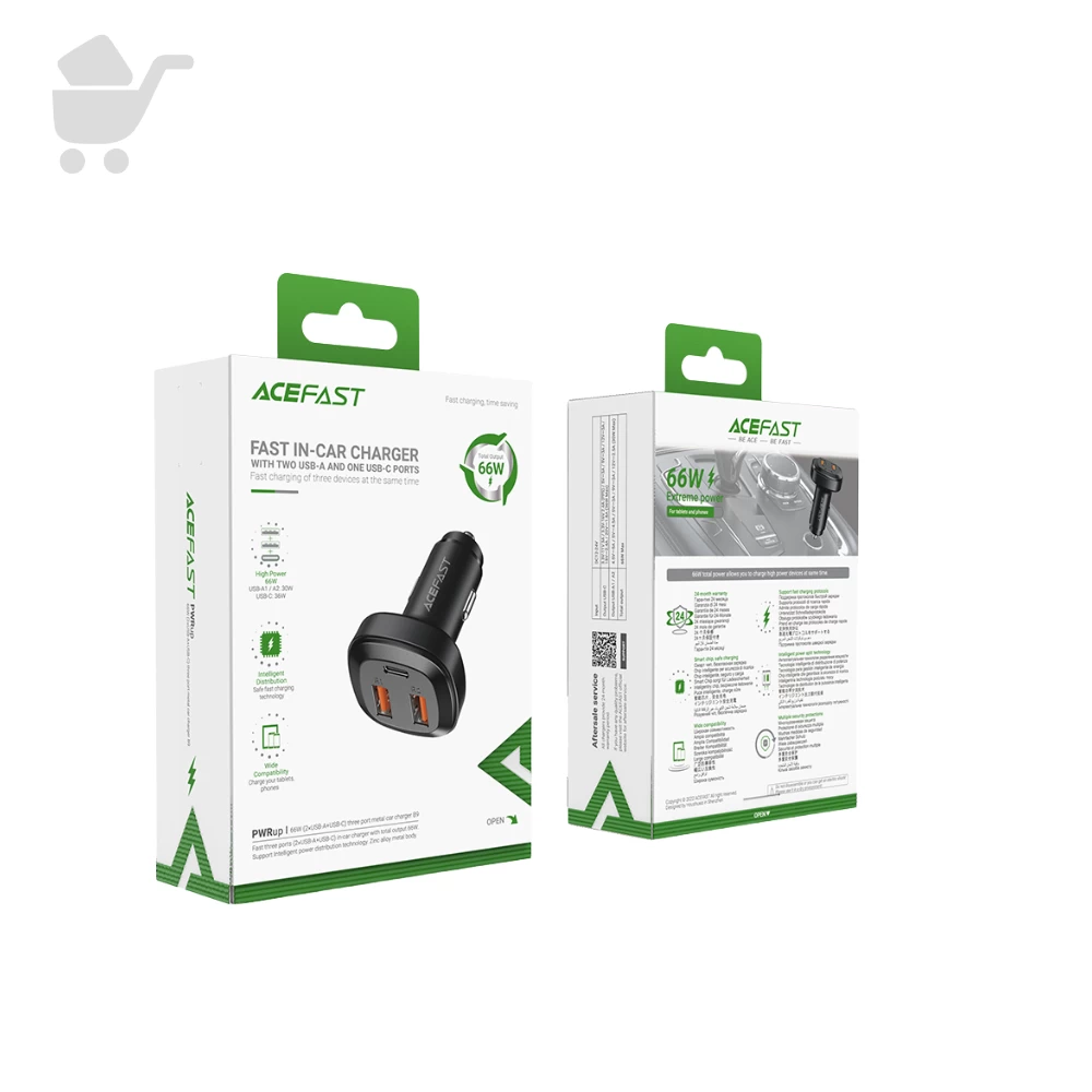 Car Charger Three Port  Metal - B9 66W(2USB-A+USB-C)