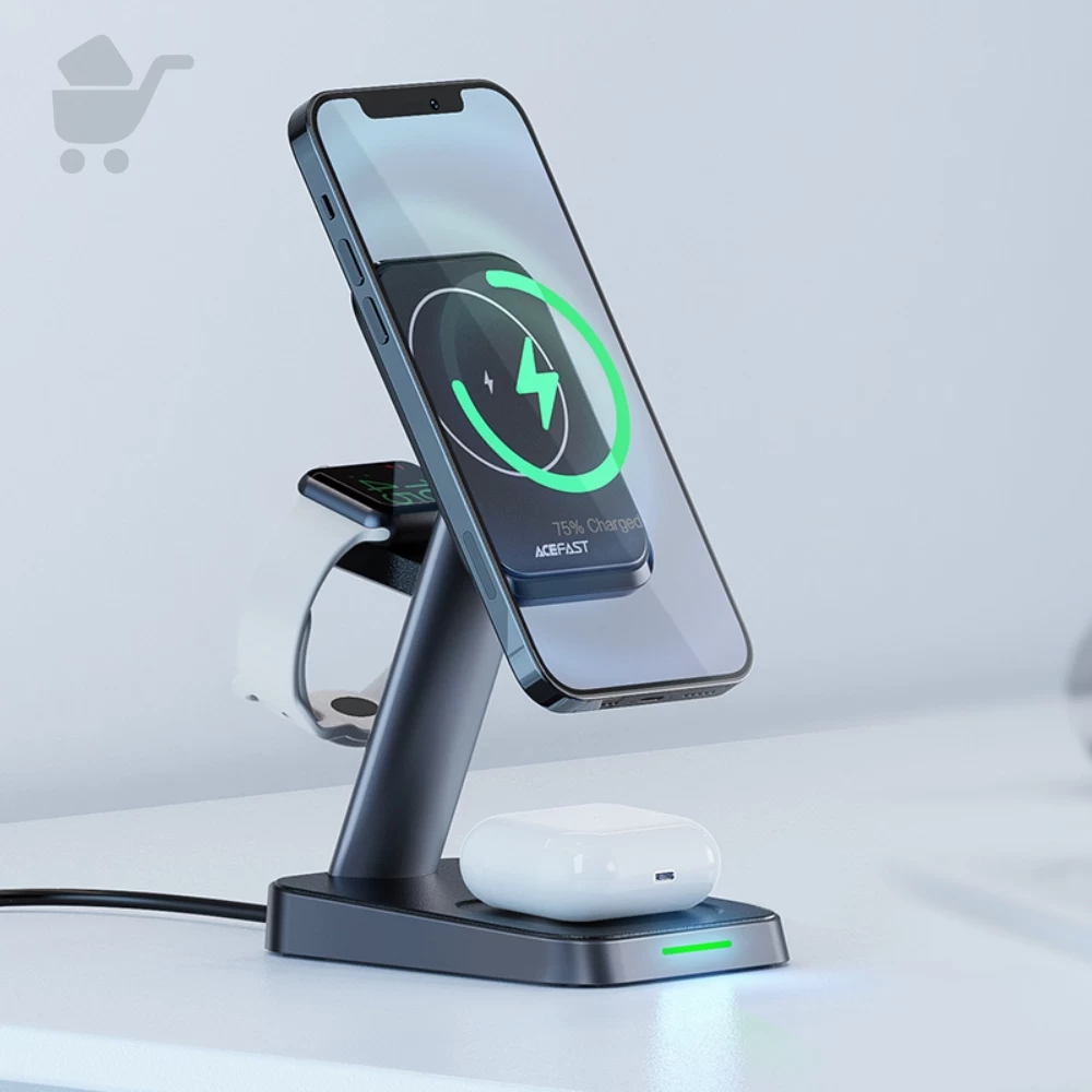 Wireless Desktop Three-In-One Charging Stand - E3