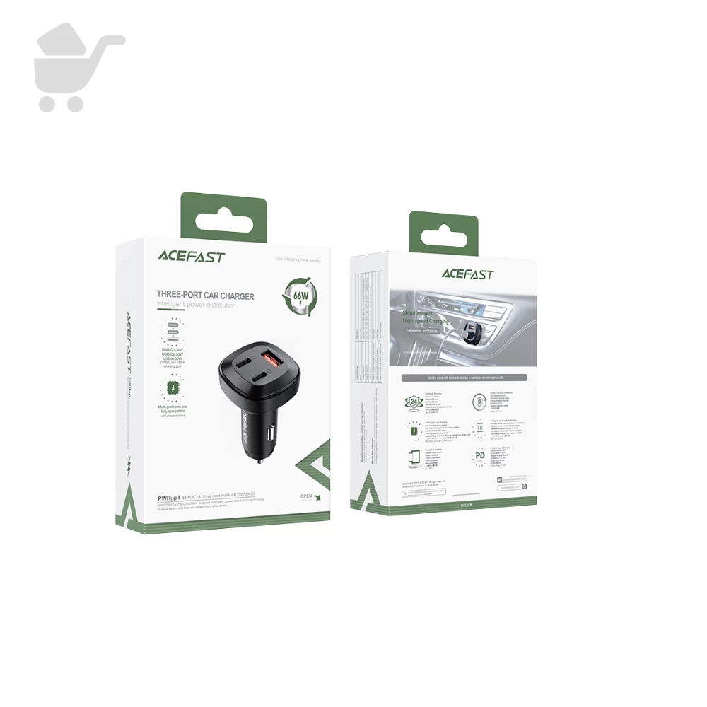 Car Charger Three-Port Metal -B3 66W(USB-C+USB-C+USB-A)