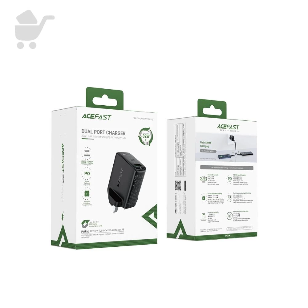 Dual Port Charger Set - A8 (USB-C+USB-A) (UK)