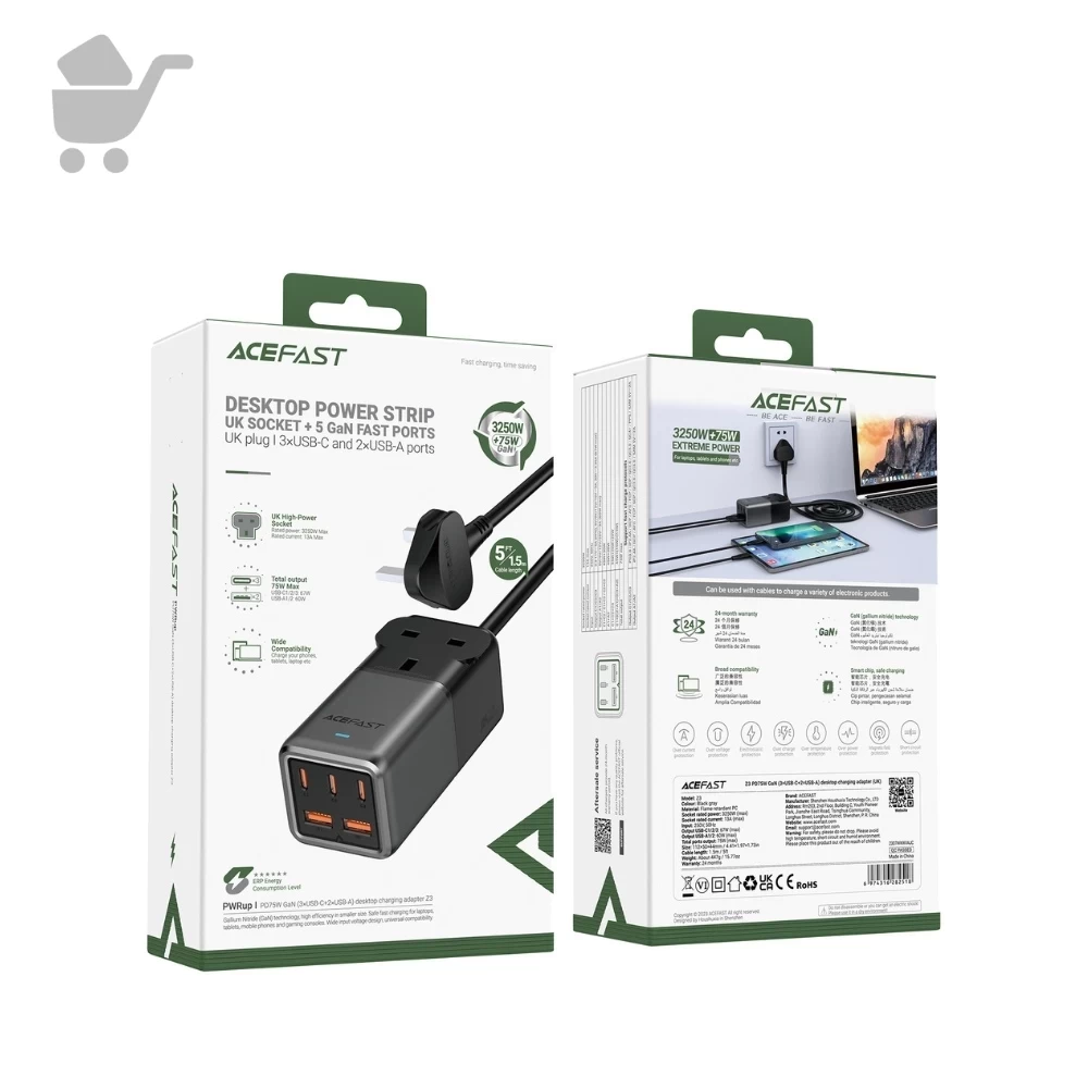 Desktop Charging Adapter - Z3 PD75W GaN (3*USB-C+2*USB-A) (UK)