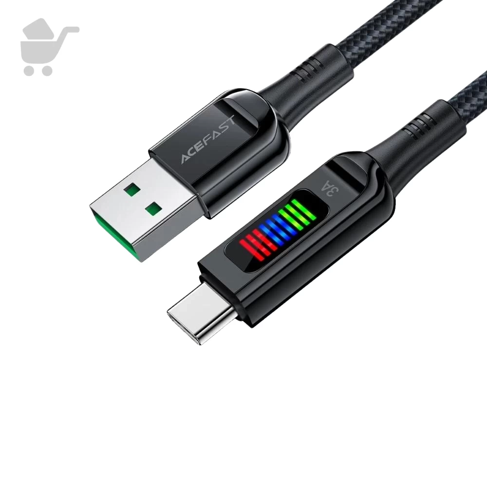 Zinc Alloy Charging Data Cable with Display  USB-A To USB-C - C7-04